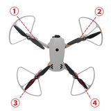 Drone propeller guards set with four curved blades, gray and black, for protection