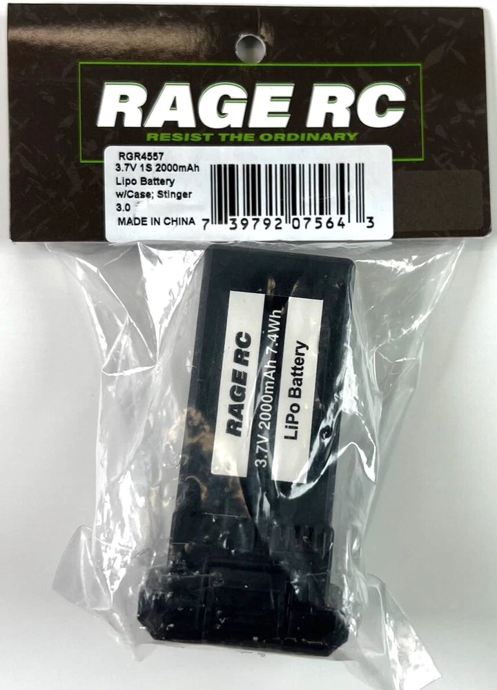 Rage RC RGR4557 3.7V 1S 2000mAh LiPo Battery w/ Case (for Stinger 3.0) New
