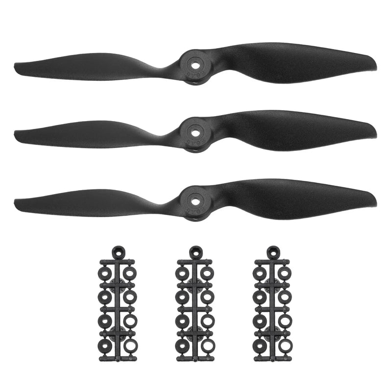 Set of three black 8x6 two-blade drone propellers with washers and mounts