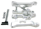 Silver aluminum alloy RC car upgrade DIY parts set with mounting brackets and screws