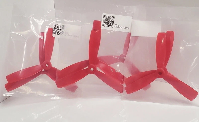 DYS PROP RED 5X4.5X3 - 50x45x3-  3 Blade 4CW 4CCW Quad Propellers -8 Props