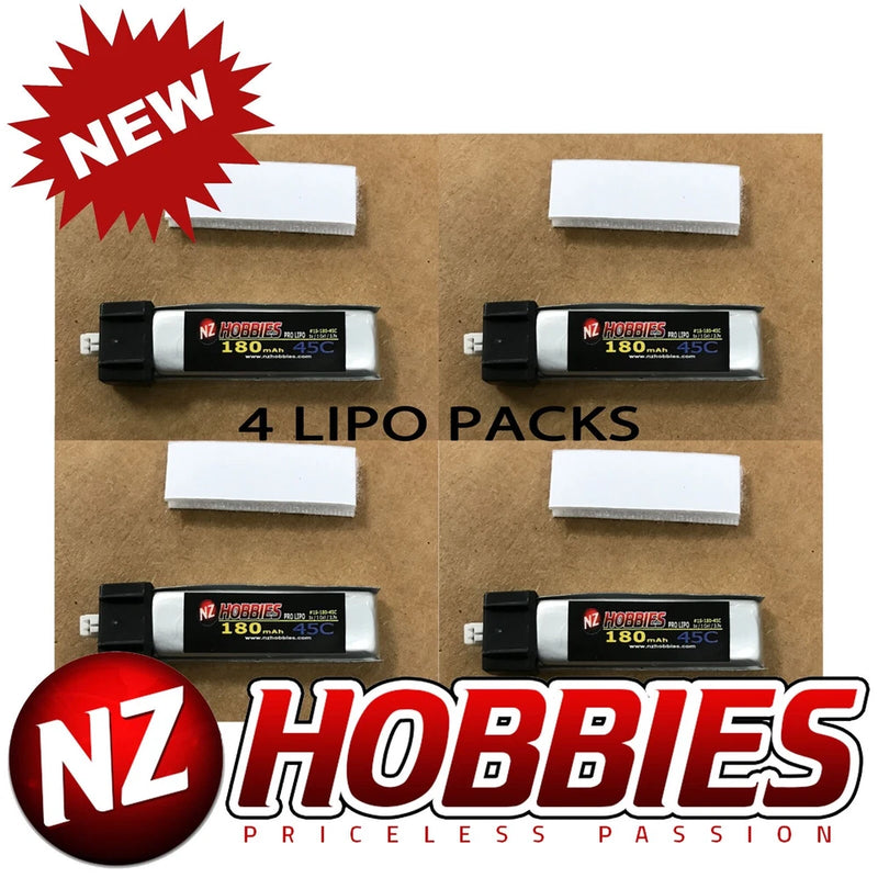 NZHOBBIES 1S 3.7V 180Mah 45C Lipo Battery (4) : HobbyZone Duet # NZ0126