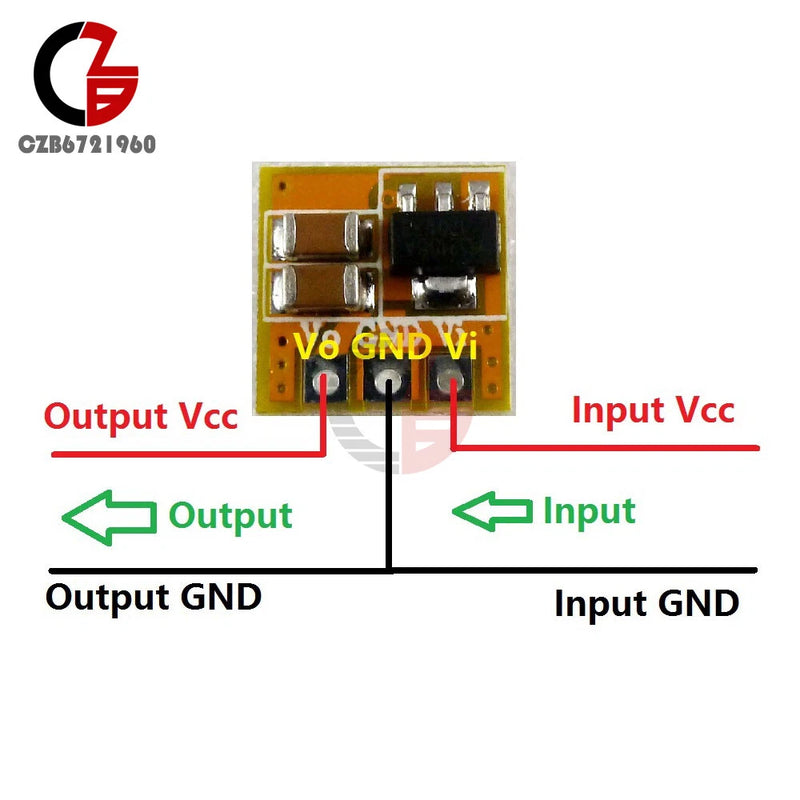 DC step-up boost converter module with input and output Vcc/GND pins