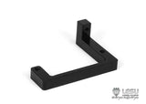 Black metal L-shaped servo mount bracket with two screw holes