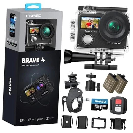 Brave 4 Action Camera with 256GB MicroSDXC U3 Card 4K30FPS With 256GB U3 Card