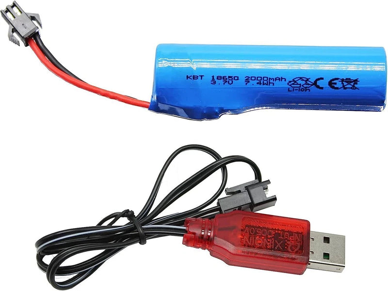 1Pcs 3.7V 2000mAh SM-2P Plug Rechargeable Battery + USB Cable for RC Cars Boats