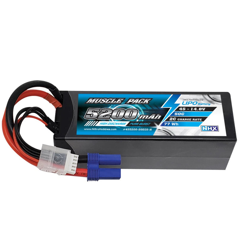 NHX Muscle Pack 4S 14.8V 5200mAh 50C Hard Case Lipo Battery w/ EC5 Connector Battery