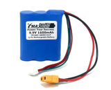 9.9V LiFePO4 rechargeable battery pack with red/black leads and white connector