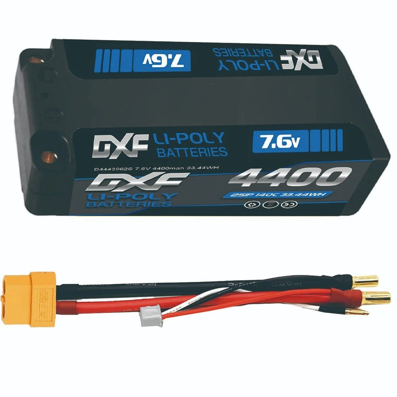 2x DXF 4400mAh 2S 7.6V 140C HardCase HV Shorty 1/8 Buggy ULCG 5MM Lipo