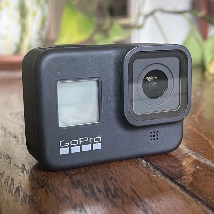 GoPro HERO8 action camera with front LCD and lens, dark blue/black