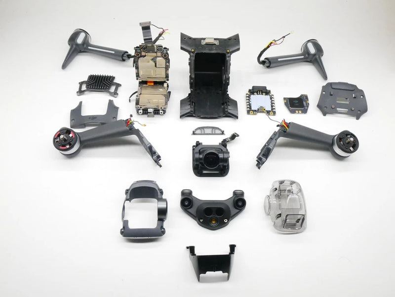 DJI FPV OEM replacement parts set: frame, motors, camera module, and control board