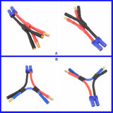 FPV battery harness wire with blue connectors and XT 5.5mm plugs, red/black cables