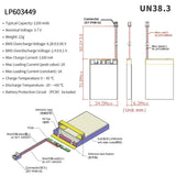 Lightweight 1100mAh 3.7V Polymer Battery with Wire JST