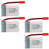 4¡Á Lipo Battery 3.7V 220mAh 752025 For Syma X4 X11 X13 RC Quadcopter Spare Parts