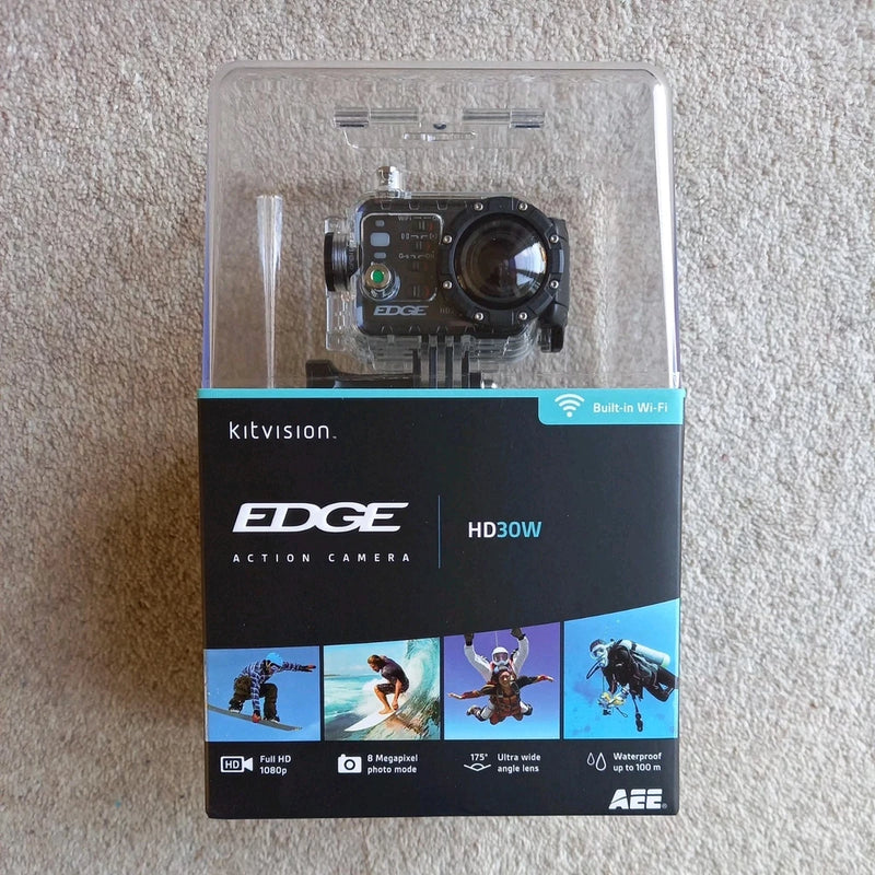 Kitvision Edge HD30W Action Camera ? Full HD 1080 ? 8mp ? w/p 100m ? NeverOpened
