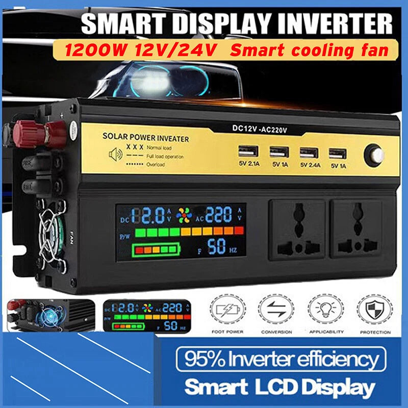 Car Power Inverter Converter 500W 1200W DC 24V to AC 220V Modified Sine Wave