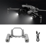 Rechargeable drone searchlight accessory with two lights, mount bracket, and charging cables