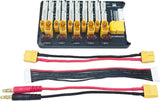 RC LiPo parallel charging board with yellow XT-style connectors and red/black harness cables