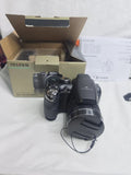 Used Fujifilm FinePix S4430 digital camera with attached lens, front view