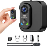 4K Mini WiFi Body Camera Wearable Action Cam  POV Hands-Free With Charging Case