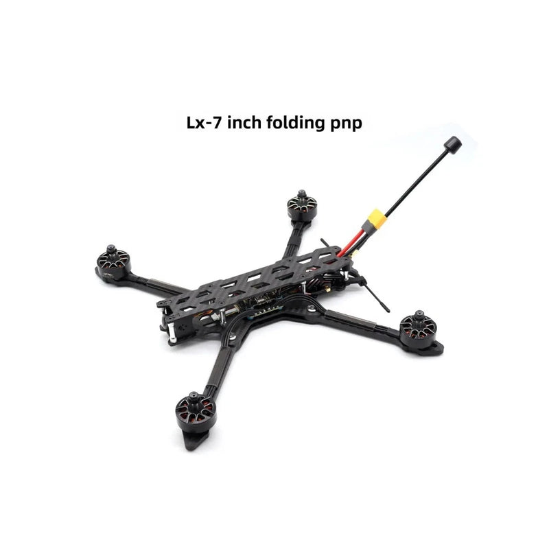 7-inch folding FPV drone quadcopter frame with propellers and antennas