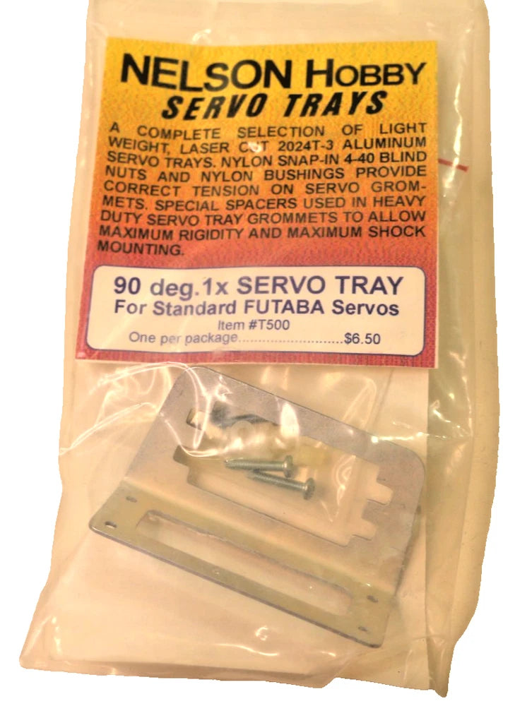 RC 90° servo tray set in sealed bag with metal bracket and mounting screws