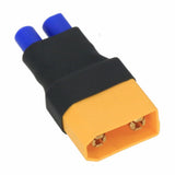 EC3 female to XT90 male plug adapter with no wires, orange connector, black housing