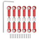 6 Pcs Steering Servo Rod RC Aluminum Linkages for RC Car(Red, 37mm)