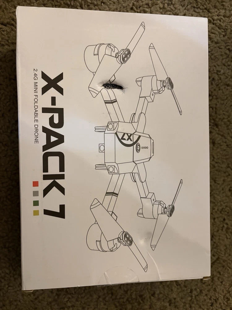 X-Pack 7 drone box artwork, shows robot-style drone drawing