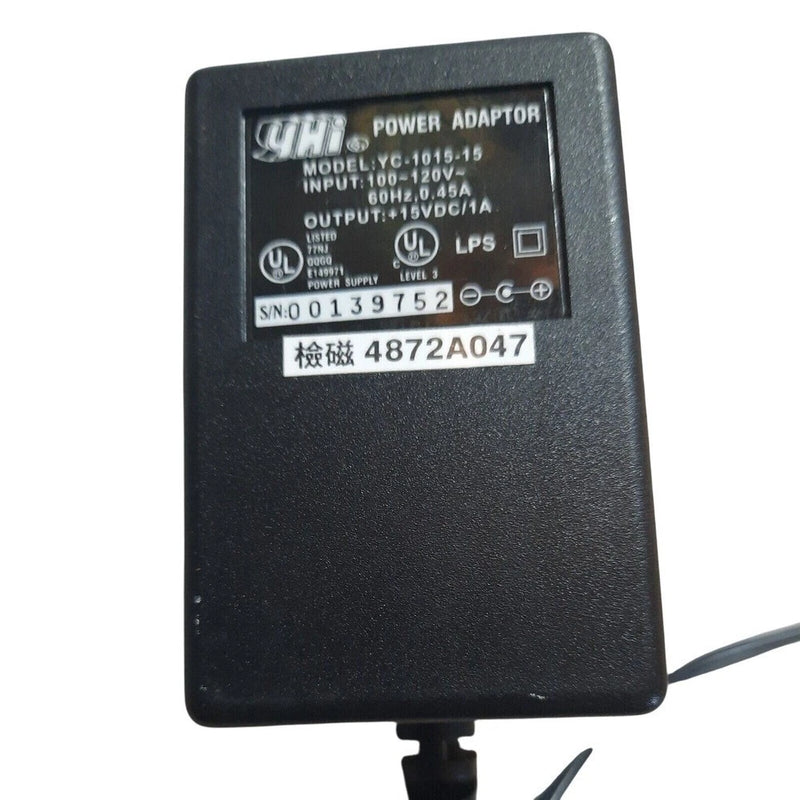 YHI YC-1015-15 AC Power Adapter 15V DC 1A 100-120V Input OEM Replacement Supply