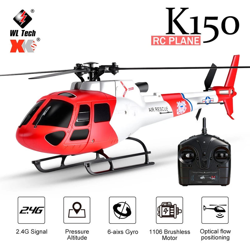 WLtoys K150 RC Helicopter AS350 Aircraft 4CH Brushless Optical Flow Model Plane
