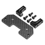 RC servo mount holder axle bracket with screws on textured black mounting plate