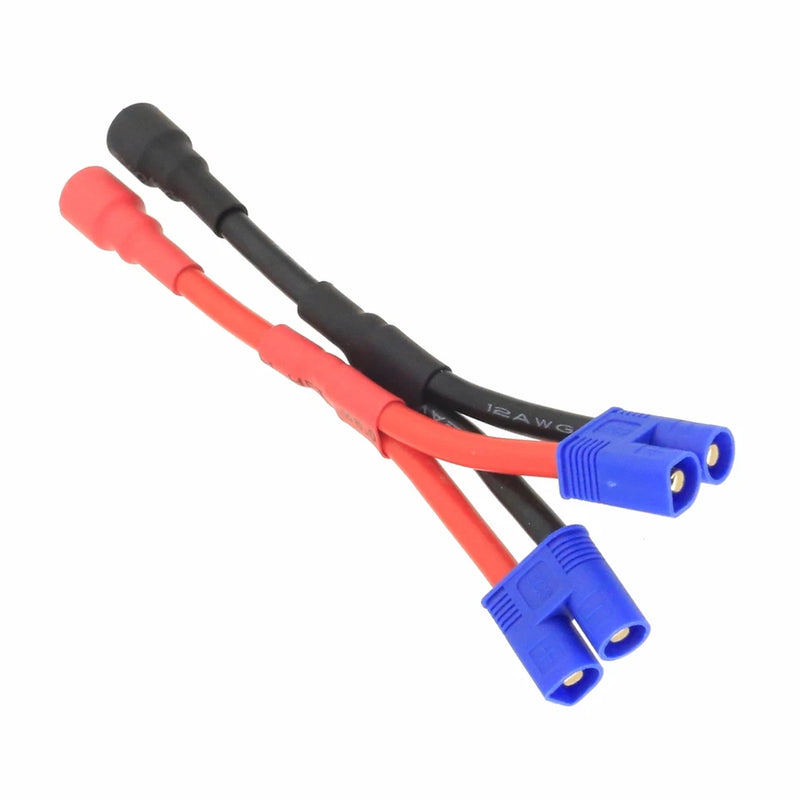 Parallel Wire Brushless Motor 8mm 1 Female to 2 Male EC3 Y Cable 12AWG 5+5CM FPV