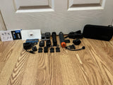 GoPro HERO9 Black action camera bundle with multiple mounts, batteries, and protective case
