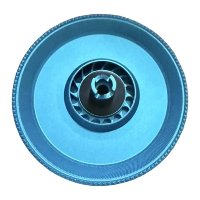 Centrifugal spray disc replacement, blue circular plate with black center hub