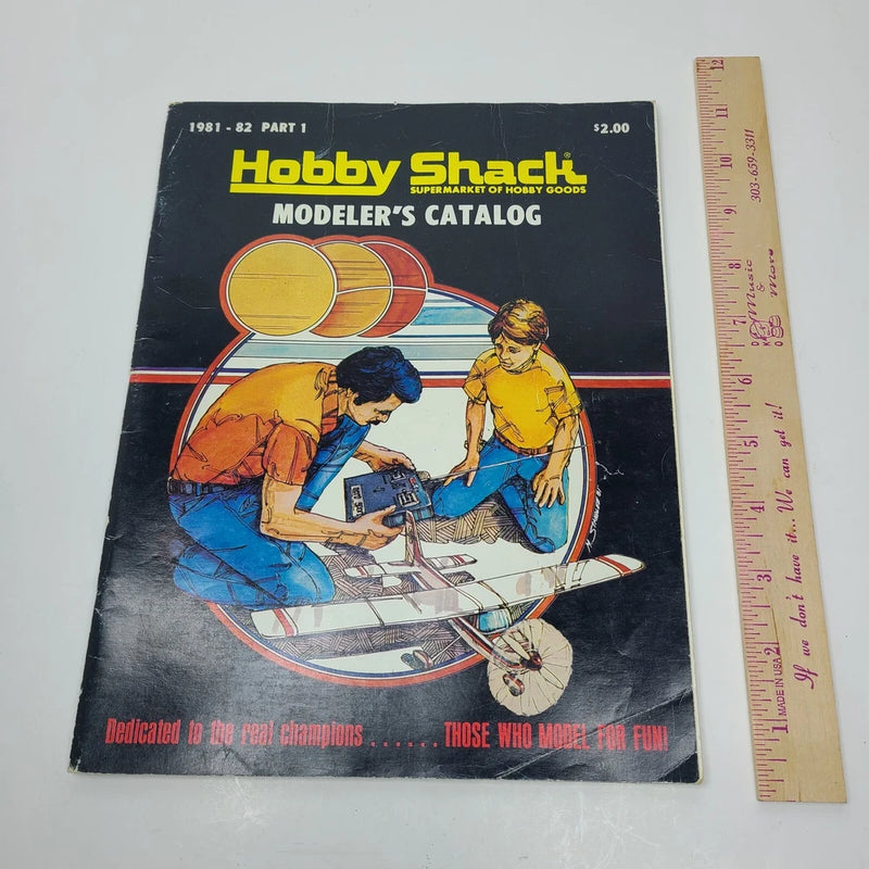 Hobby Shack 1981-82 modeler's catalog, black cover with pilots and model aircraft art