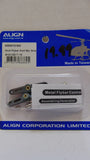 Gray aluminum flybar control set with metal flybar control components and illustration