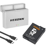 Vesonn Battery Kit for DJI Osmo 360/Action 5 Pro/4/3 1 x 2100mAh Osmo Action 5