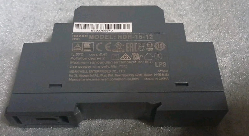 HDR-15-12 Mean Well 15W 12V 1.25A Switching Power Supply