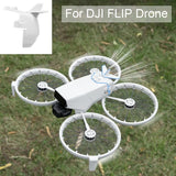 White DJI FLIP drone with protective prop guards and landing tail frame