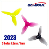Gemfan 3-blade propeller set, yellow and pink blades with gray hub