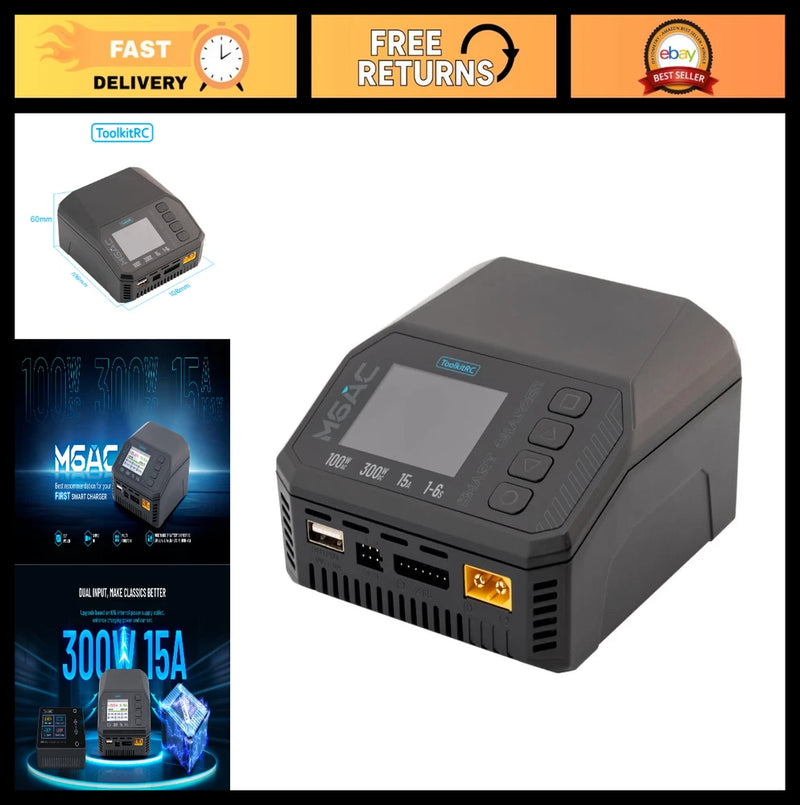 Multi-Function Battery Charger 300W 15A with LCD Screen for Lipo NiMH 1-16S Battery