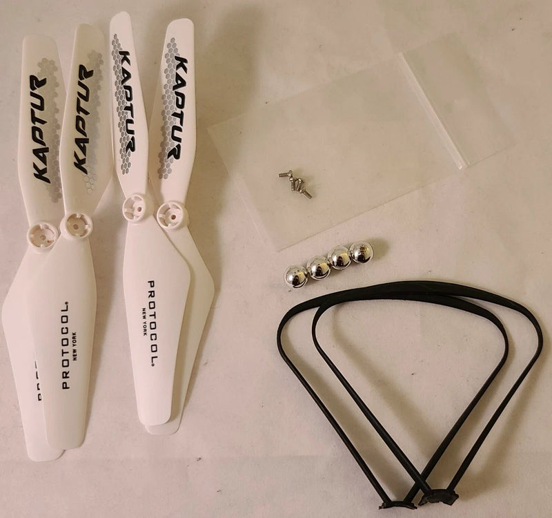 White drone propeller blades set with screw covers and protector