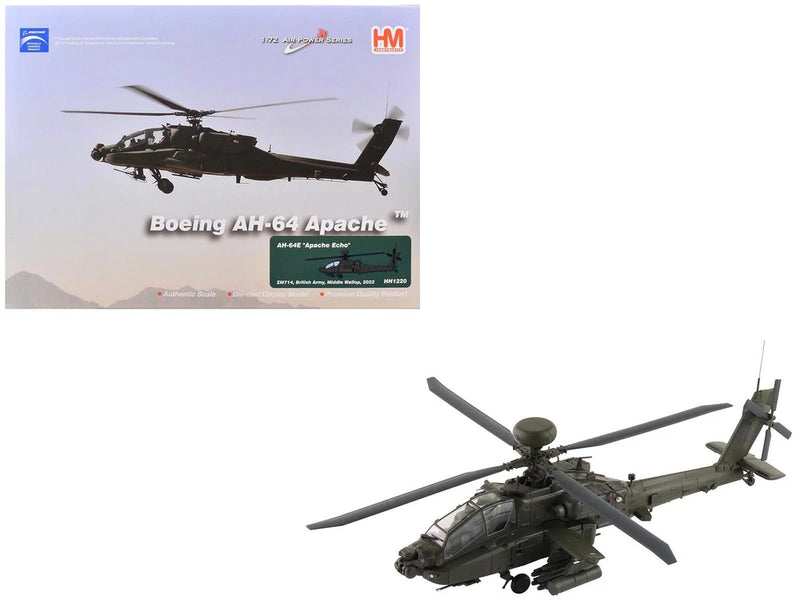 Hobby Master 1/72 AH-64E Apache Echo attack helicopter model with rotors and landing gear