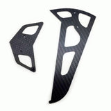 Carbon fiber tail wing set for RC helicopter, dark textured finish, two-piece design