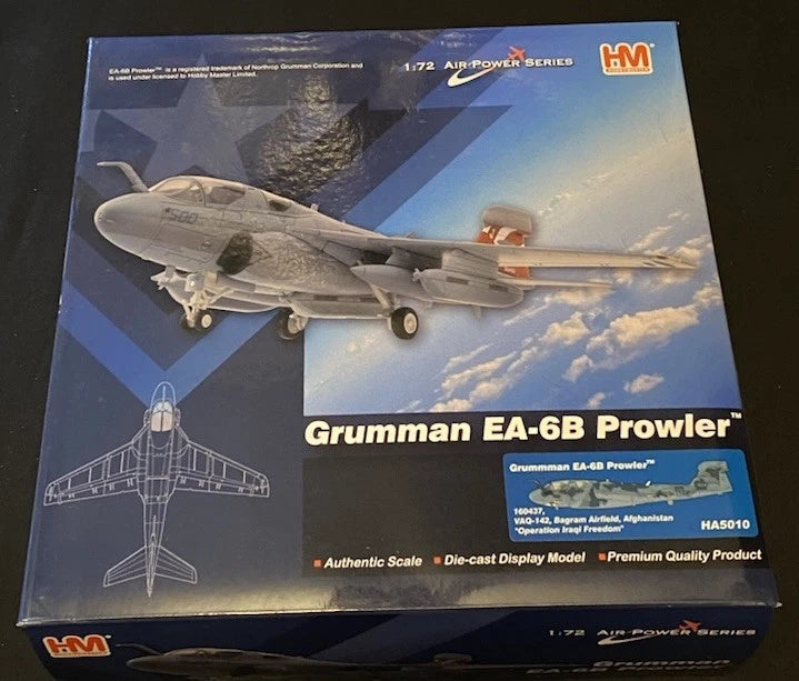 EA-6B Prowler die-cast model display box with aircraft artwork and scale details