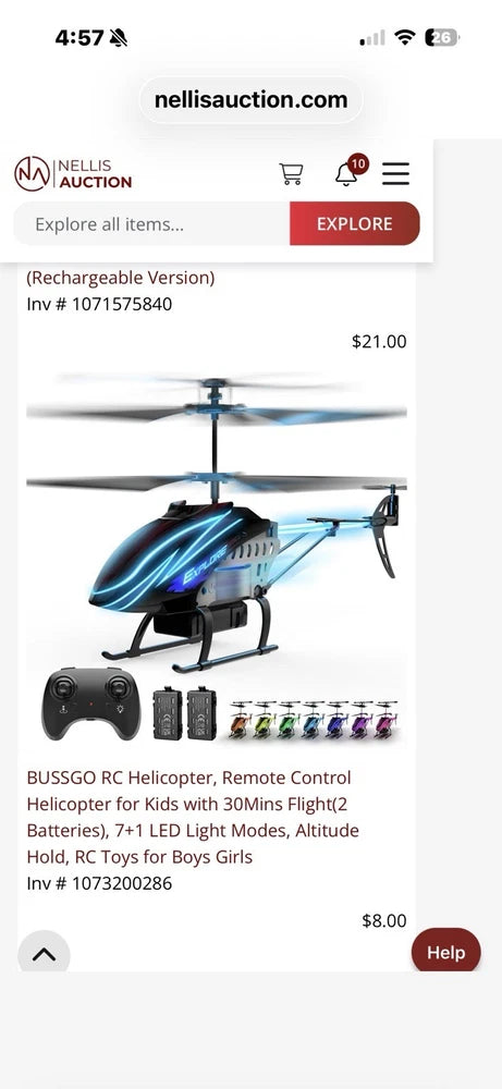 BUSSGO X11C RC Helicopter 3.5 Channel 7 LED Colors Altitude Hold 2 Batteries