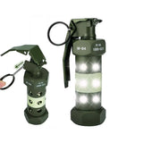 Grenade-style flashbang flashlight prop with glowing LED lights and ring handle
