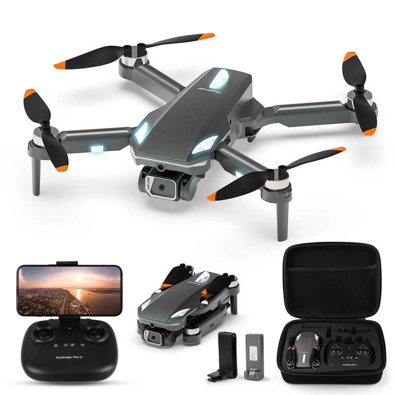 Foldable mini quadcopter drone with camera, controller, phone mount, carrying case