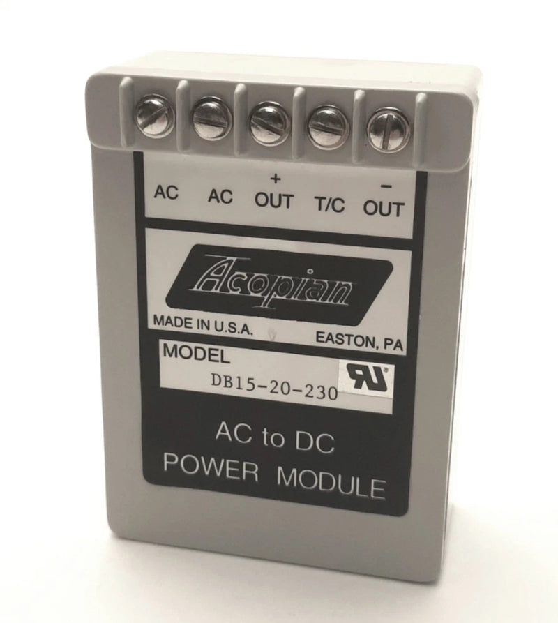 Acopian DB15-20-230 AC to DC Power Module 120/230v Input, 15v DC 0.2A Output